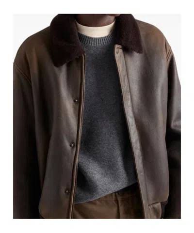 Prada Collared Long-sleeved Leather Jacket In Multi