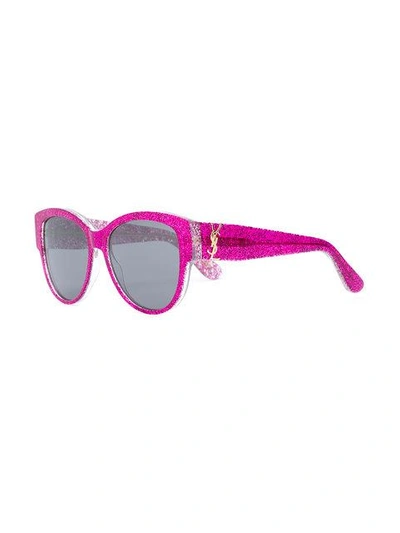 Shop Saint Laurent Eyewear Monogram M3 Sunglasses - Pink