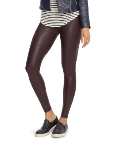 Shop Spanx Faux Leather Leggings In Wine