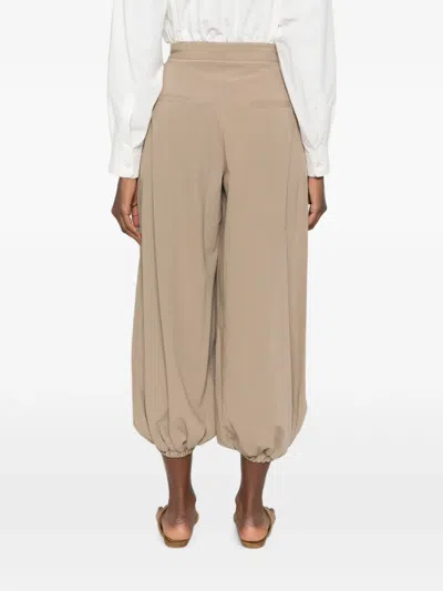 Source Unknown Ruched-details Tapered Trousers In Brown