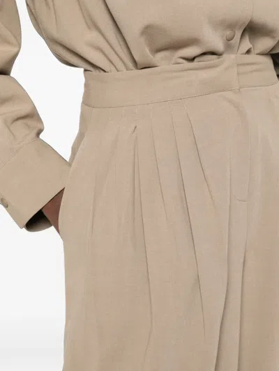 Source Unknown Ruched-details Tapered Trousers In Brown