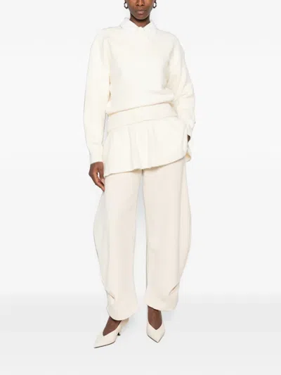 Source Unknown Corinth Peplum-details Sweater In White