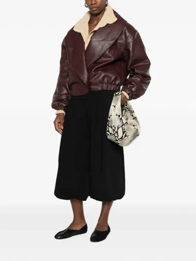 Source Unknown Faux Leather Eleni Bomber Jacket In Brown