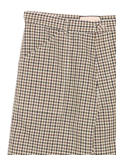 Plan C Check Wool Trousers In Black