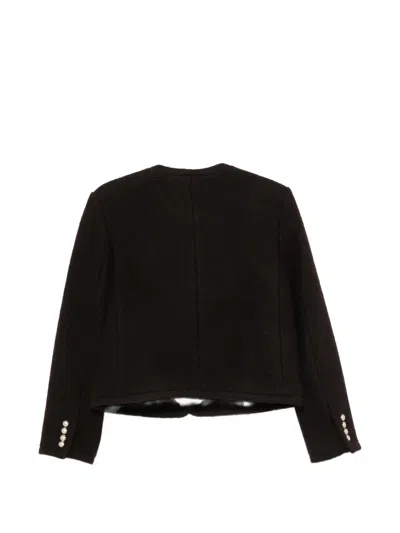 Dunst Wool Tweed Single Breasted Coat In Black