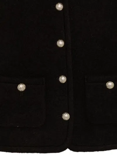 Dunst Wool Tweed Single Breasted Coat In Black