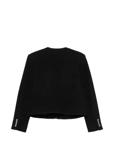 Dunst Wool Tweed Single Breasted Coat In Black