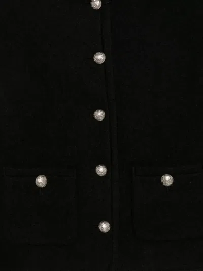 Dunst Wool Tweed Single Breasted Coat In Black