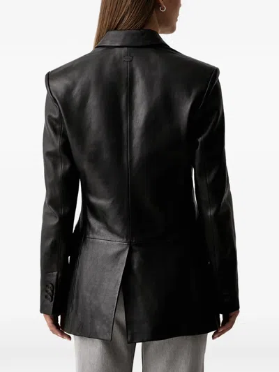 Trussardi Single-breasted Leather Jacket In Black
