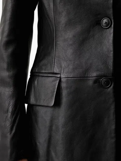 Trussardi Single-breasted Leather Jacket In Black
