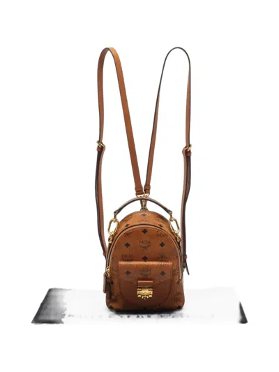 Pre-owned Mcm Mini Patricia Visetos Backpack In Brown