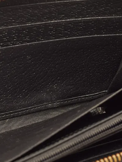 Pre-owned Gucci Web Zip-around Wallet In Black