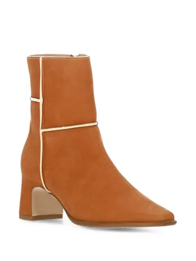 Rodo Piped Square-toe Ankle Boots In Brown