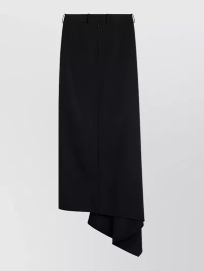 Givenchy Wool Asymmetric Maxi Skirt In Blue