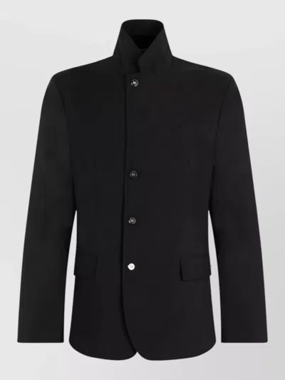 Dolce & Gabbana High-collar Button-front Jacket For Men In Black