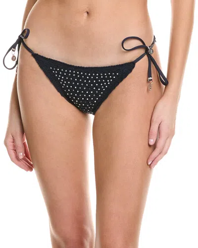 Milly Glimmer String Bikini Bottom In Black