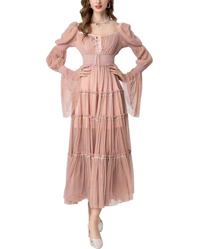 Burryco Pink Solid Maxi Dress In Red