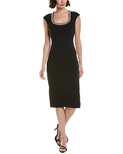 Badgley Mischka Solid Cocktail Gown In Black