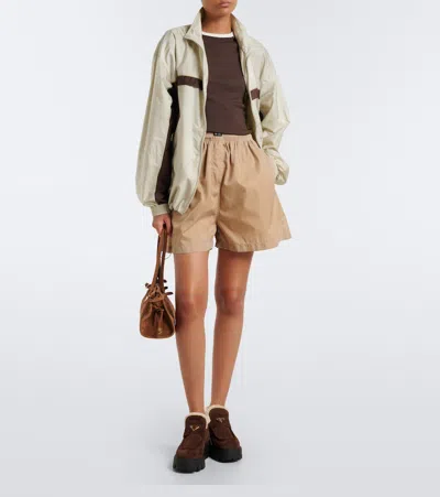 Prada Shearling-lined Suede Ankle Boots In Brown