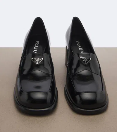 Prada Patent Leather Loafer Pumps In Black
