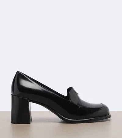 Prada Patent Leather Loafer Pumps In Black