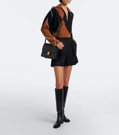 Max Mara Argyle Virgin Wool Sweater In Brown