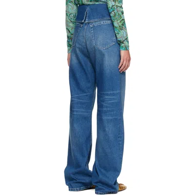 Dries Van Noten Blue Folded Denim Jeans In Blue