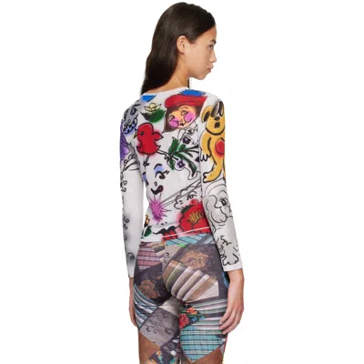 Chopova Lowena White Spray It Fitted Mesh Top In Multi