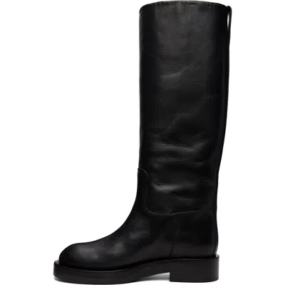 Paris Texas Nappa Leather Flat Ankle Boots With Pull Tab And 20mm Heel In Black