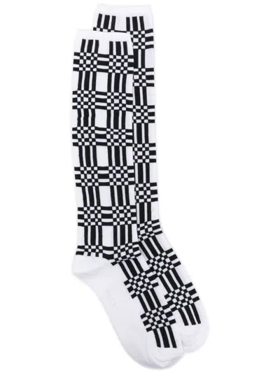 Marni Check-pattern Ankle Socks In White