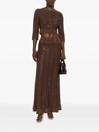 Sandro Abstract-pattern Cardigan In Brown