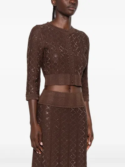 Sandro Abstract-pattern Cardigan In Brown