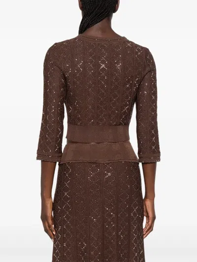 Sandro Abstract-pattern Cardigan In Brown