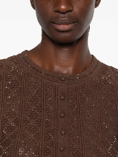 Sandro Abstract-pattern Cardigan In Brown
