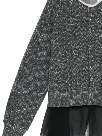 Undercover Herringbone-pattern Layered Cardigan In Gray