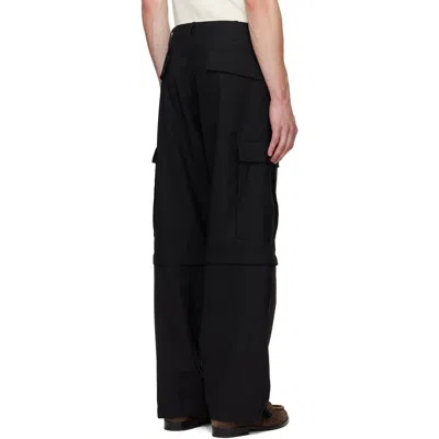 Vowels Black Solid Cargo Pants In Black
