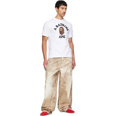 Bape White College T-shirt In White