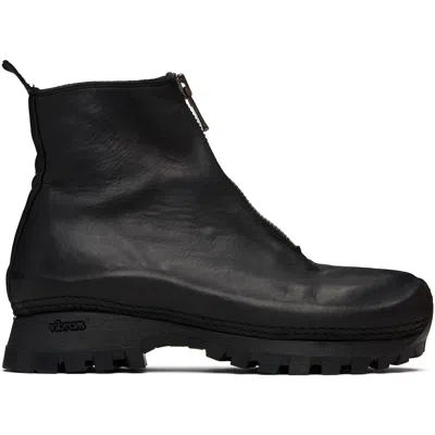 Guidi Black Vs01 Leather Front Zip Ankle Boots In Black