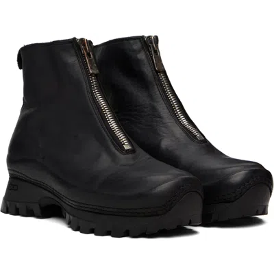 Guidi Black Vs01 Leather Front Zip Ankle Boots In Black
