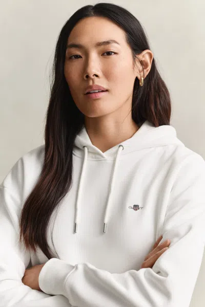 Gant Shield Hoodie In Eggshell