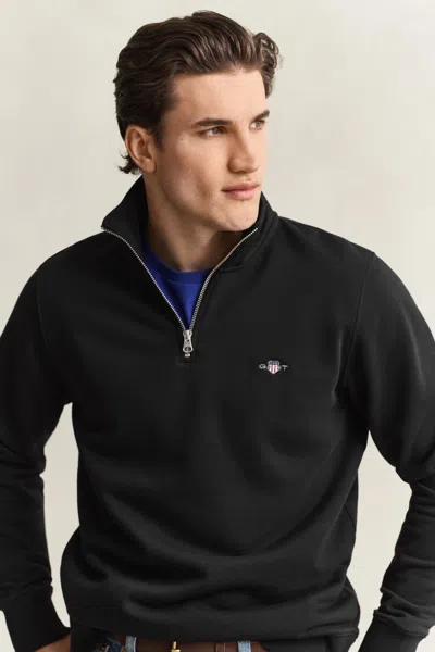 Gant Shield Half-zip Sweatshirt In Black