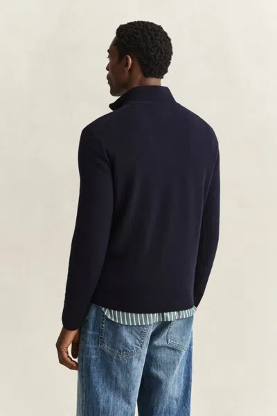 Gant Lambswool Half-zip Sweater In Blue