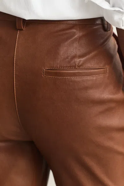 Gant Flared Leather Pants In Brown