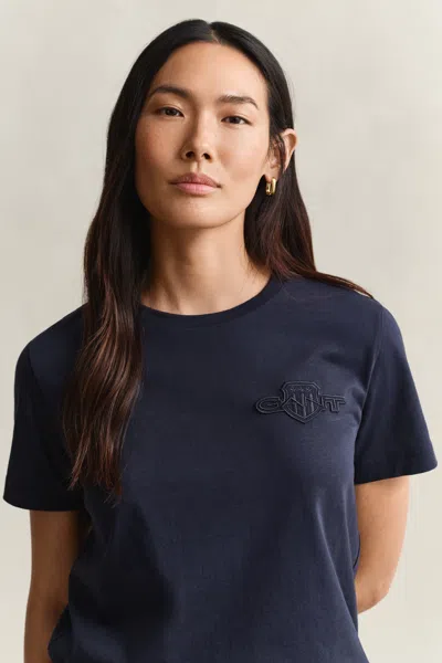 Gant Tonal Shield T-shirt In Blue