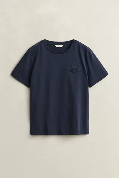 Gant Tonal Shield T-shirt In Blue