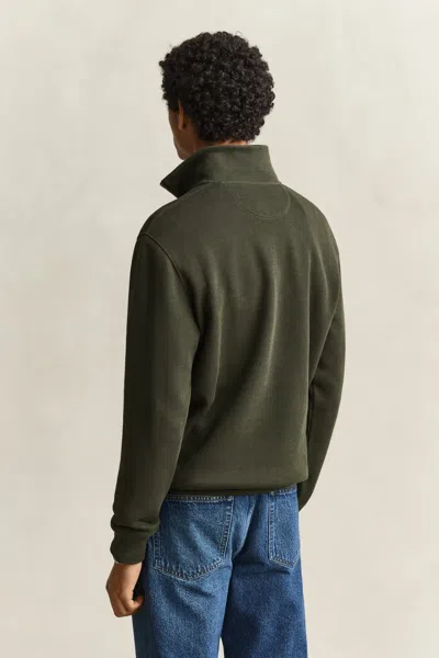 Gant Sacker Rib Half-zip Sweatshirt In Green