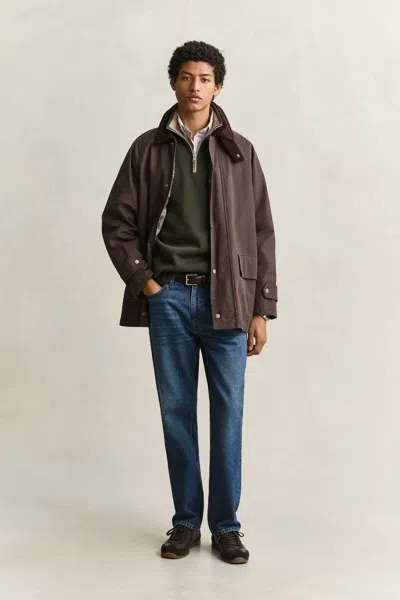 Gant Sacker Rib Half-zip Sweatshirt In Green