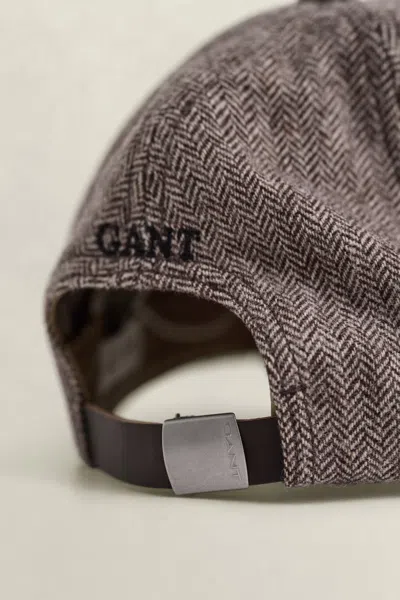 Gant Leather Visor Wool Blend Cap In Gray
