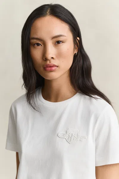 Gant Tonal Shield T-shirt In White