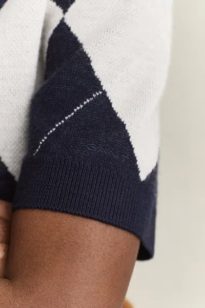 Gant Wool Argyle Short Sleeve Sweater In Multi